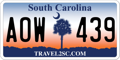 SC license plate AOW439