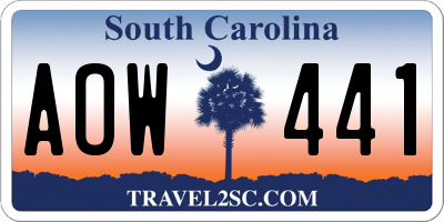 SC license plate AOW441