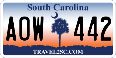 SC license plate AOW442