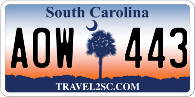 SC license plate AOW443