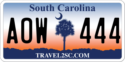 SC license plate AOW444