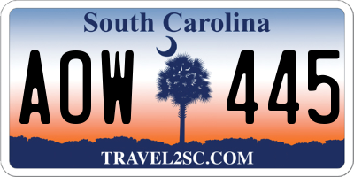 SC license plate AOW445