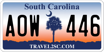 SC license plate AOW446