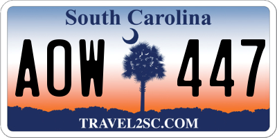SC license plate AOW447