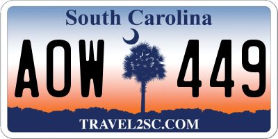 SC license plate AOW449