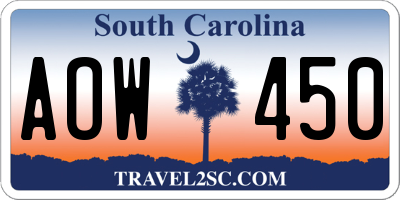 SC license plate AOW450