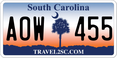 SC license plate AOW455