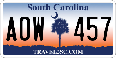 SC license plate AOW457