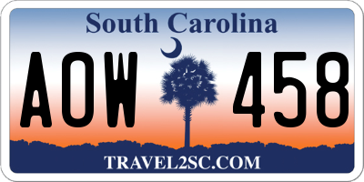 SC license plate AOW458