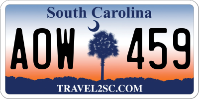 SC license plate AOW459