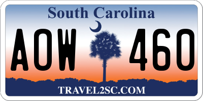 SC license plate AOW460