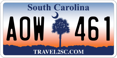 SC license plate AOW461