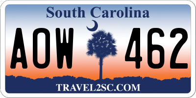 SC license plate AOW462