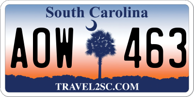 SC license plate AOW463