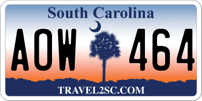 SC license plate AOW464