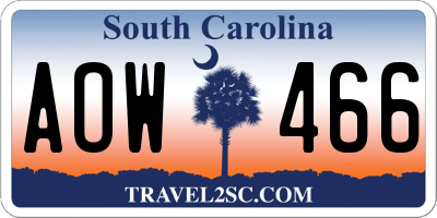 SC license plate AOW466