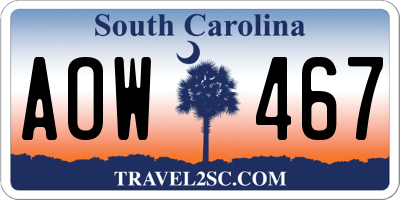 SC license plate AOW467