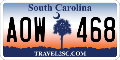SC license plate AOW468