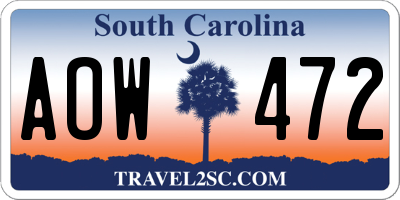 SC license plate AOW472