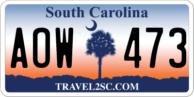 SC license plate AOW473