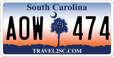 SC license plate AOW474