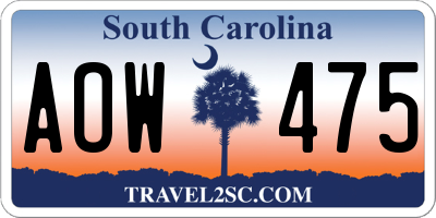 SC license plate AOW475