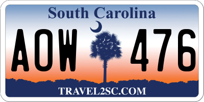 SC license plate AOW476