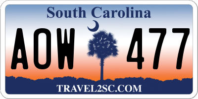 SC license plate AOW477