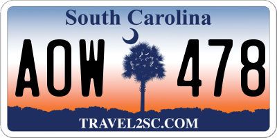 SC license plate AOW478