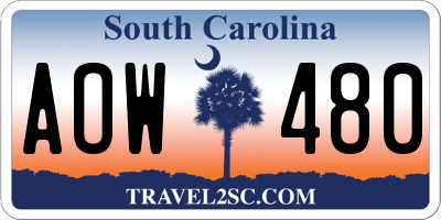 SC license plate AOW480