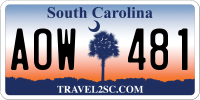 SC license plate AOW481