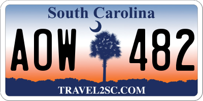SC license plate AOW482