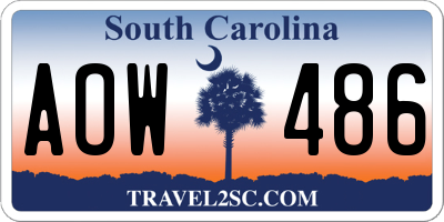 SC license plate AOW486