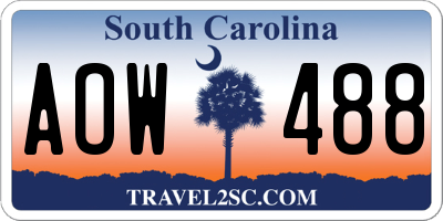 SC license plate AOW488