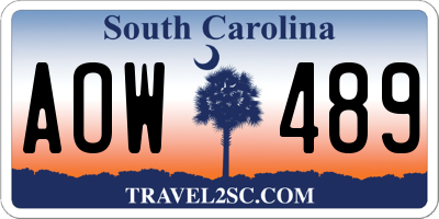 SC license plate AOW489