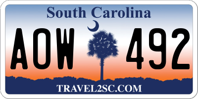 SC license plate AOW492