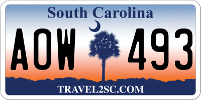 SC license plate AOW493