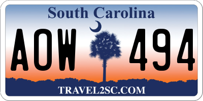 SC license plate AOW494