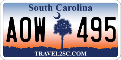 SC license plate AOW495