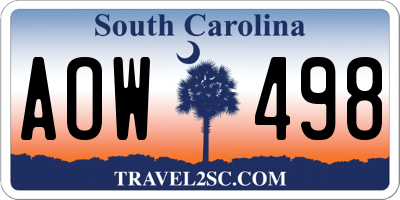 SC license plate AOW498