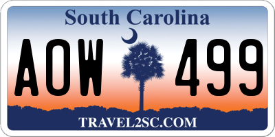 SC license plate AOW499
