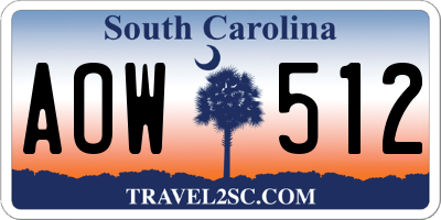 SC license plate AOW512