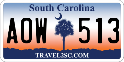 SC license plate AOW513