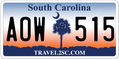 SC license plate AOW515