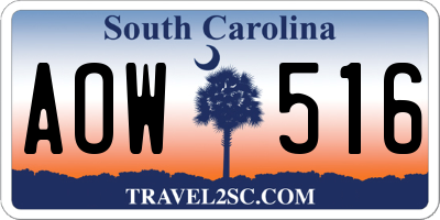 SC license plate AOW516