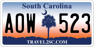 SC license plate AOW523