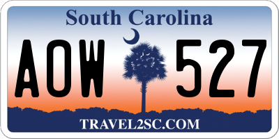 SC license plate AOW527
