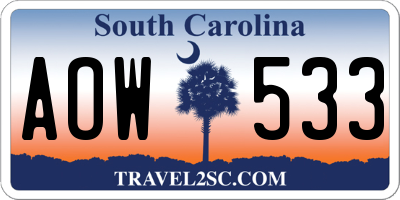 SC license plate AOW533