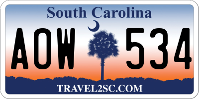 SC license plate AOW534