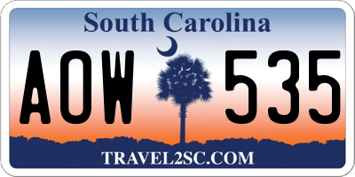 SC license plate AOW535